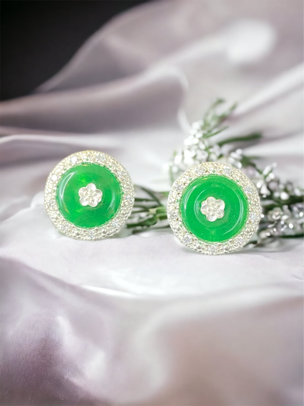 Blooming Jade Earrings (Silver)