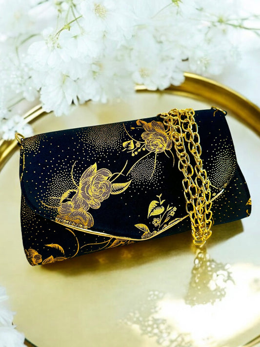 Velvet Envelope Purse/Clutch - Metallic Gold