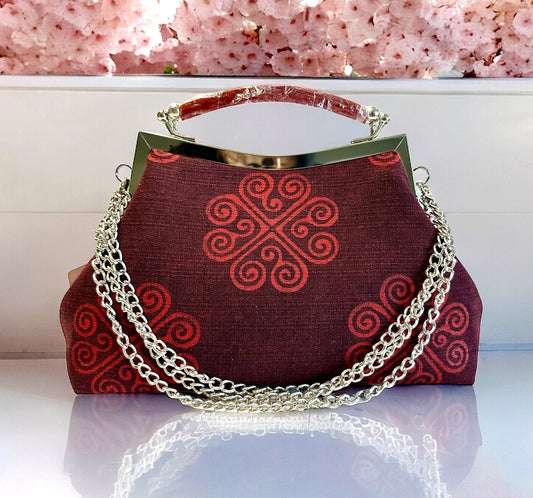 Batik Handbag-Burgundy