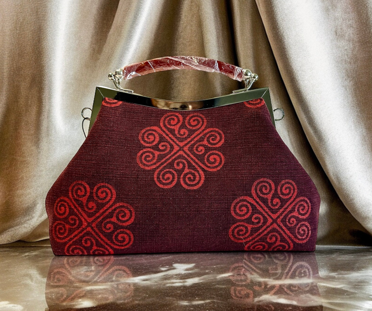 Batik Handbag-Burgundy