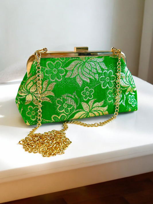 Vintage Gold Hlab Handbag - Green Lotus