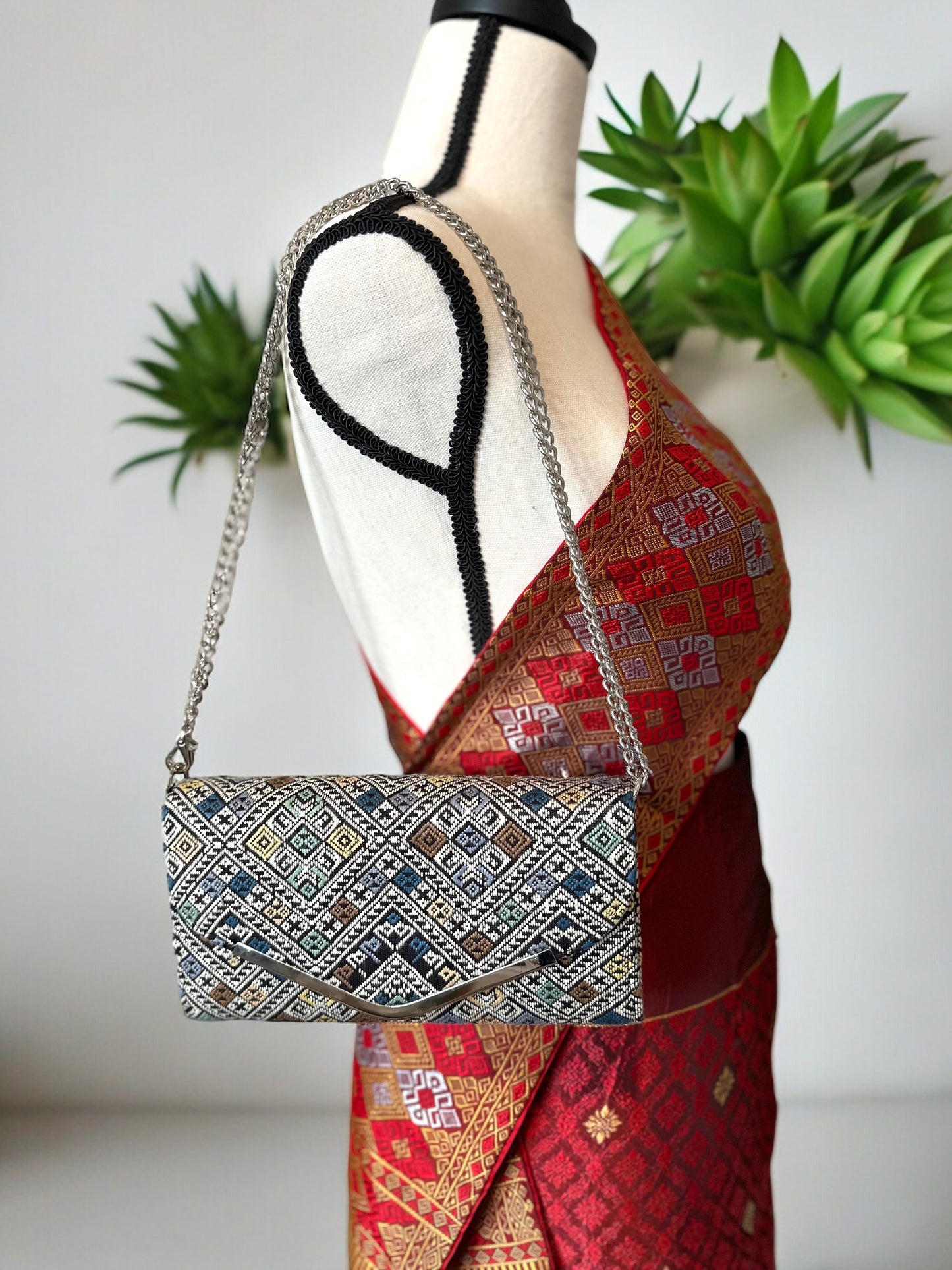 Handmade Ntaub Tiab Plog Envelope Crossbody HM1