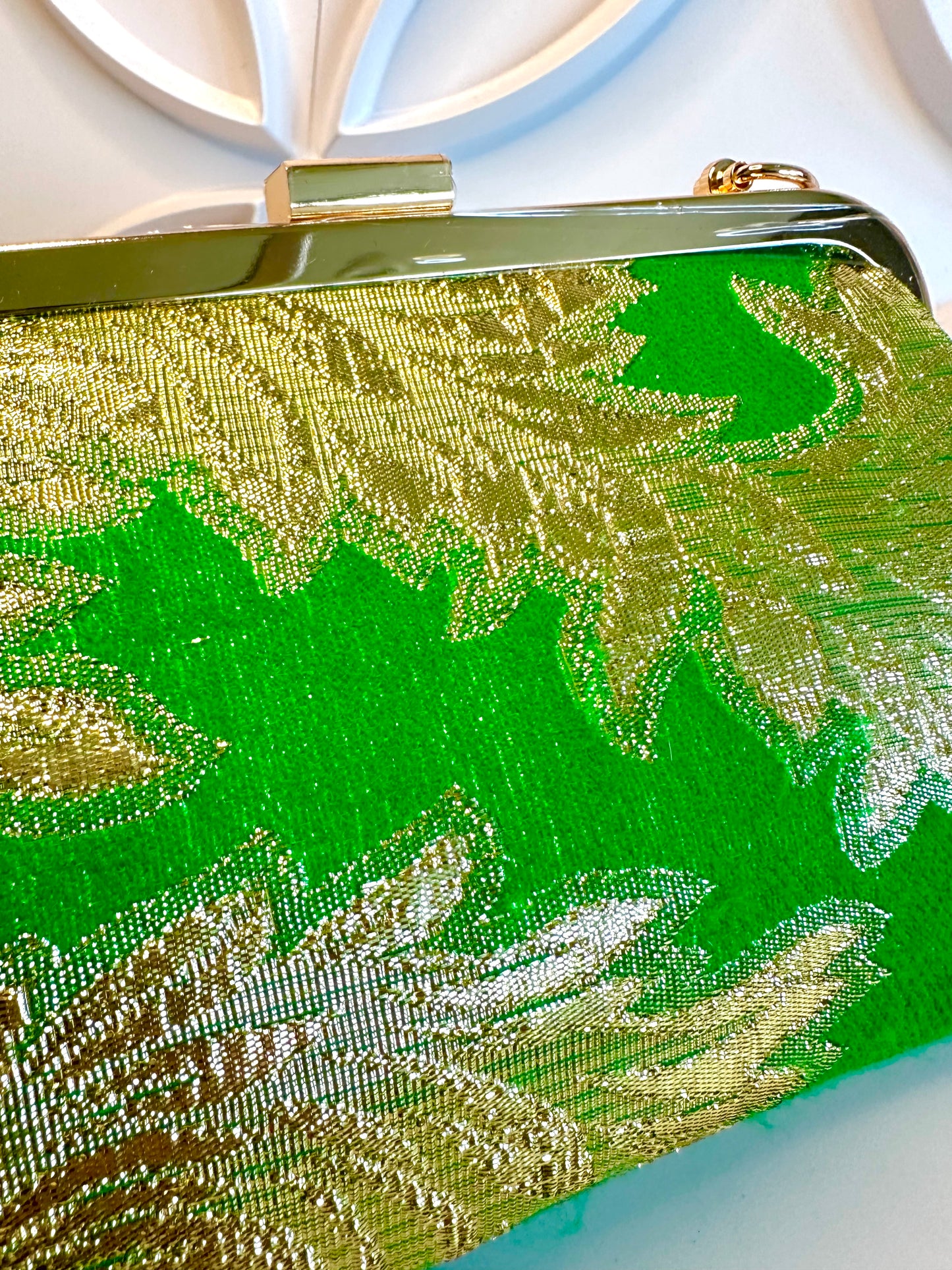 Vintage Gold Hlab Handbag - Green Feather