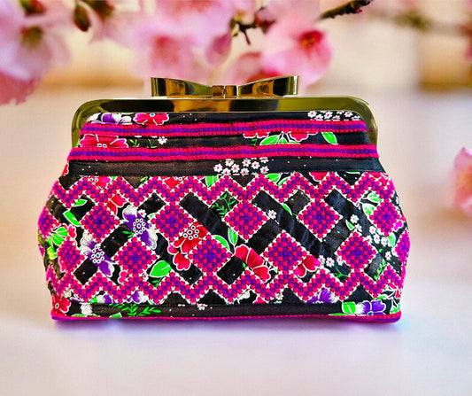 Handmade Taw Tiab Purse-Magenta