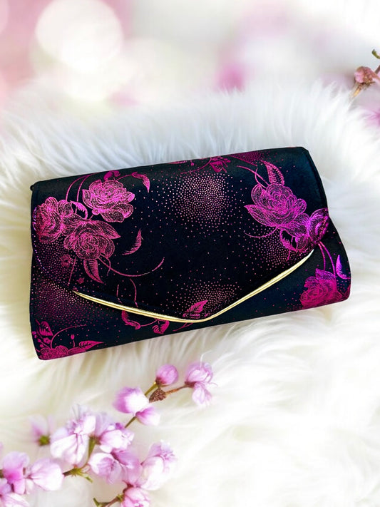 Velvet Envelope Purse/Clutch - Metallic Magenta