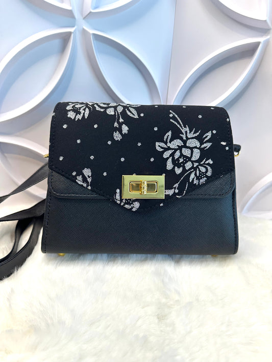 V Glitter Floral Purse G1