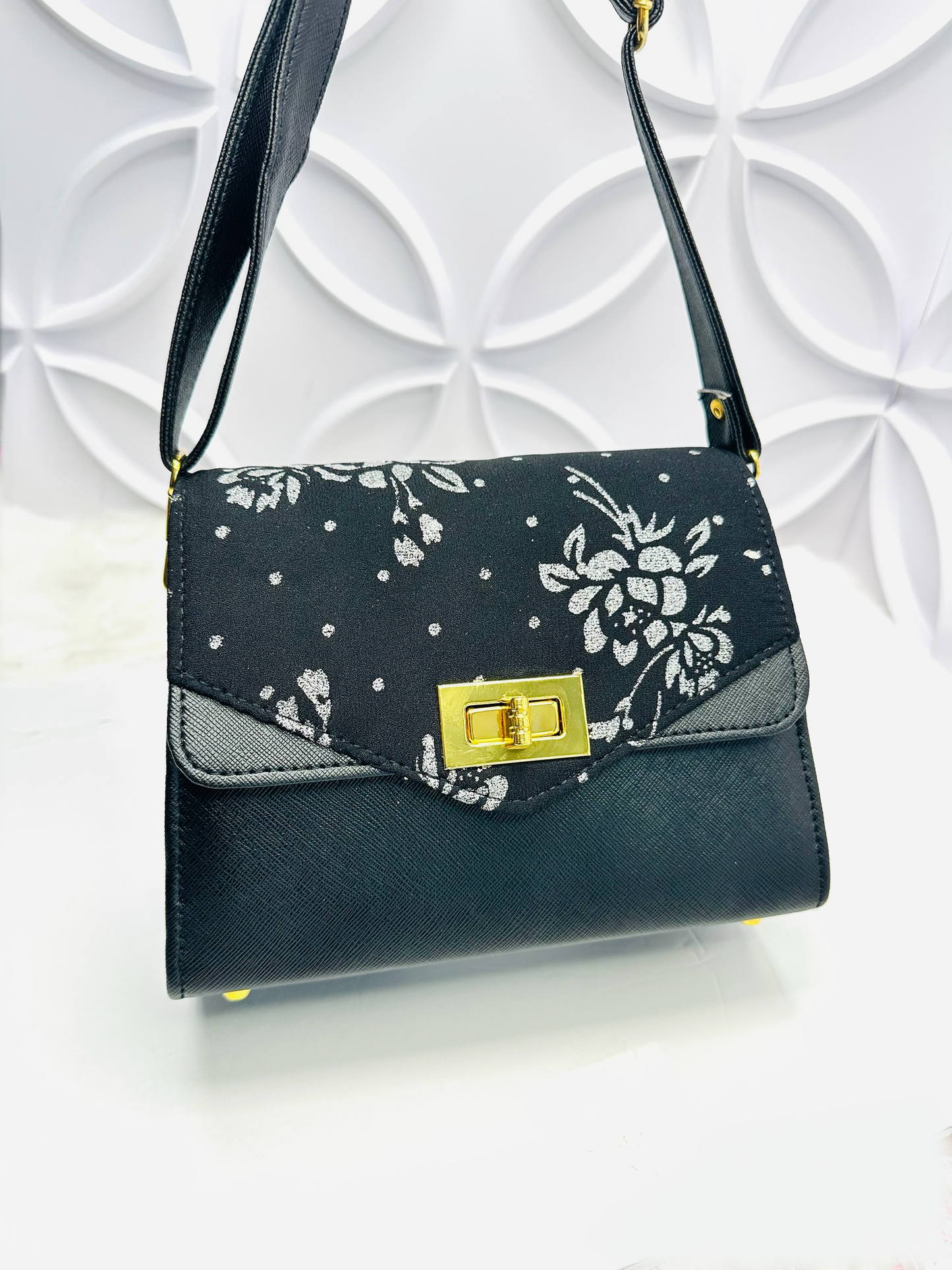 Mini Envelope Crossbody - Silver Floral (FX1)